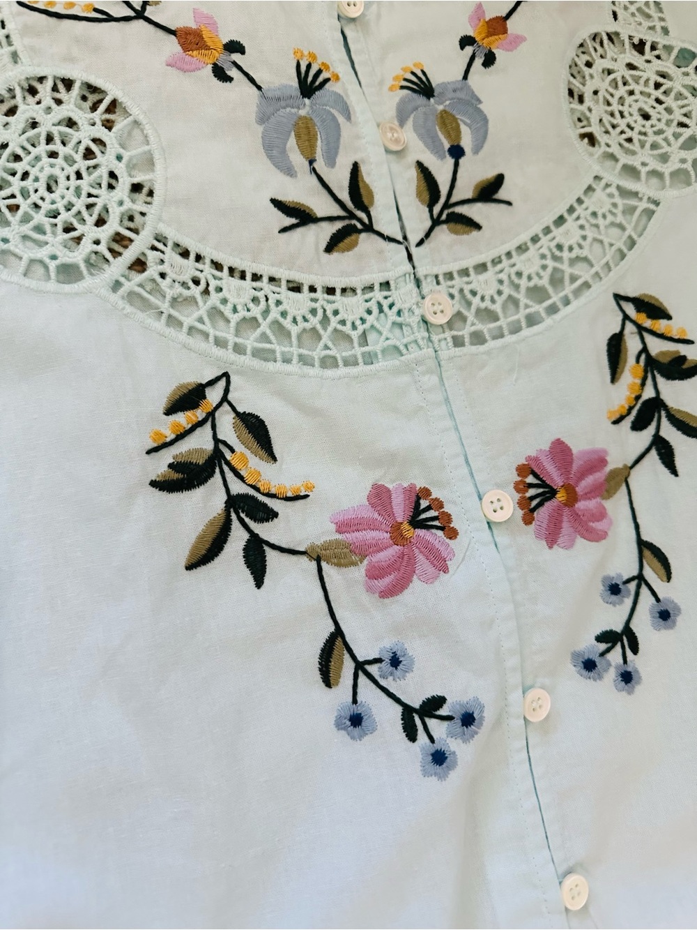 Darling! Summer Embroidered Short Sets Scallop Crochet Lace Sz S M L Tuckernuck - Picture 7 of 7